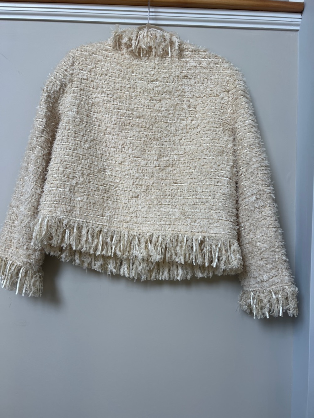 Cream Fringe Tweed Jacket - Picture 7 of 10
